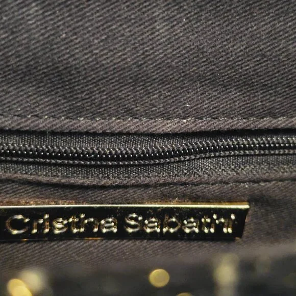 Anthropologie Cristina Sabatini Black White Gold Tweed Brielle Bag Clutch GUC. - Picture 7 of 16